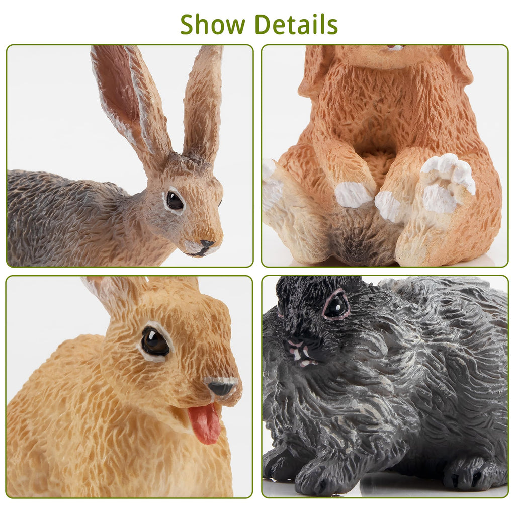 Toymany 12-Piece Easter Bunny Figures – Kids' Farm Animal Toys, Cake Toppers & Party Favors