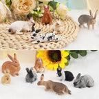 Toymany 12-Piece Easter Bunny Figures – Kids' Farm Animal Toys, Cake Toppers & Party Favors
