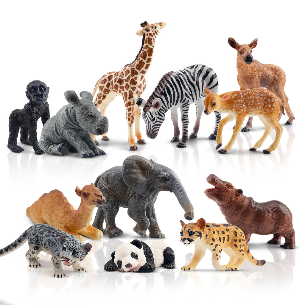 Toymany 12Pcs Forest Animal Figurines | Realistic Woodland Creatures for Cake Toppers & Play