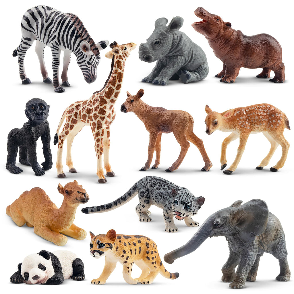 Toymany 12Pcs Forest Animal Figurines | Realistic Woodland Creatures for Cake Toppers & Play