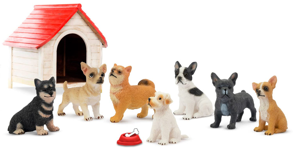Toymany 12PCS Mini Dog Figurines Set – Hand-Painted Puppies for Play, Cake Toppers & Gifts