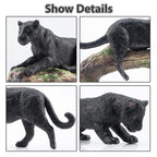 Toymany 7PCS Black Panthers Figurines – Panther Cub & Tree Trunk | Realistic Jungle Animals Playset & Cake Toppers