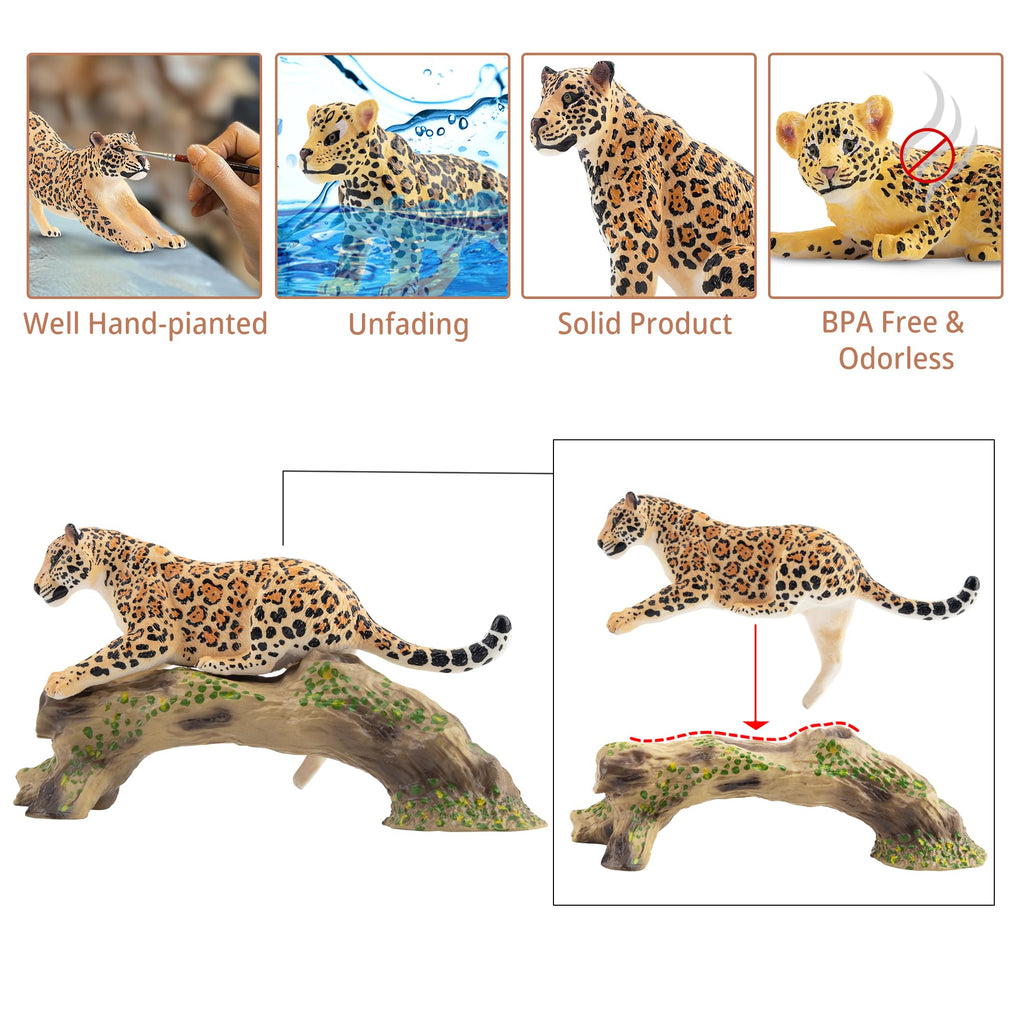 Toymany 7PCS Leopards Figurines – Realistic Jungle Family Playset & Cake Toppers