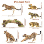 Toymany 7PCS Leopards Figurines – Realistic Jungle Family Playset & Cake Toppers