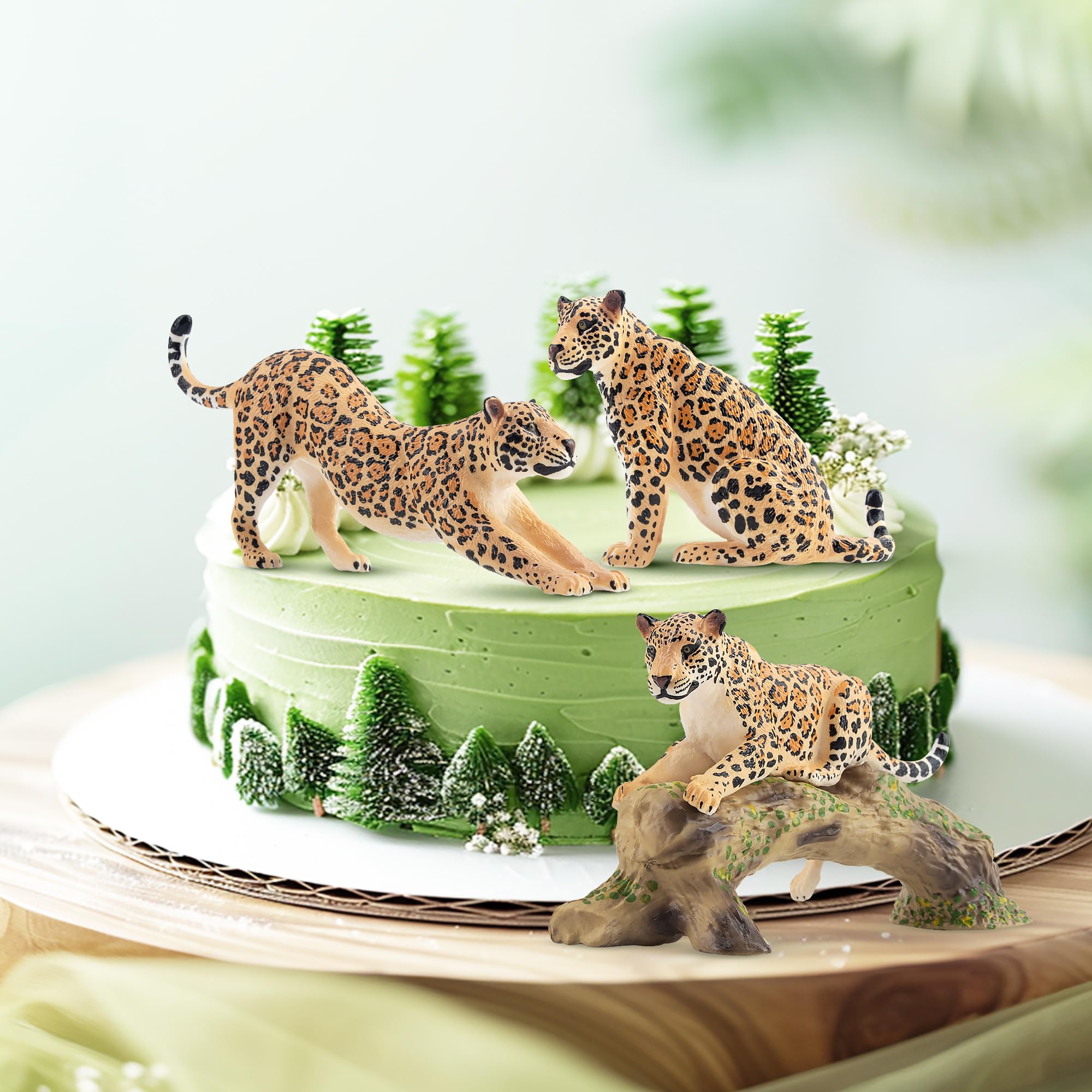 Toymany 7PCS Leopards Figurines – Realistic Jungle Family Playset & Cake Toppers