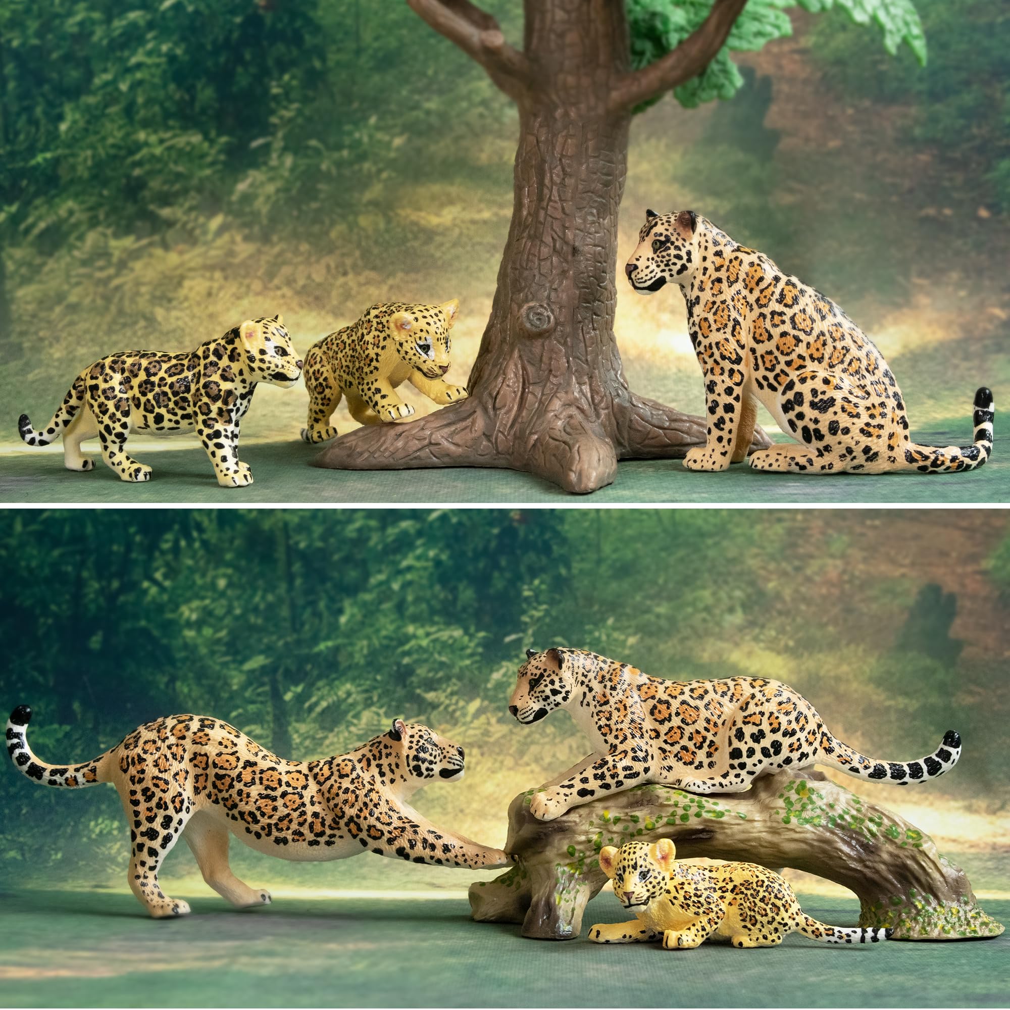Toymany 7PCS Leopards Figurines – Realistic Jungle Family Playset & Cake Toppers