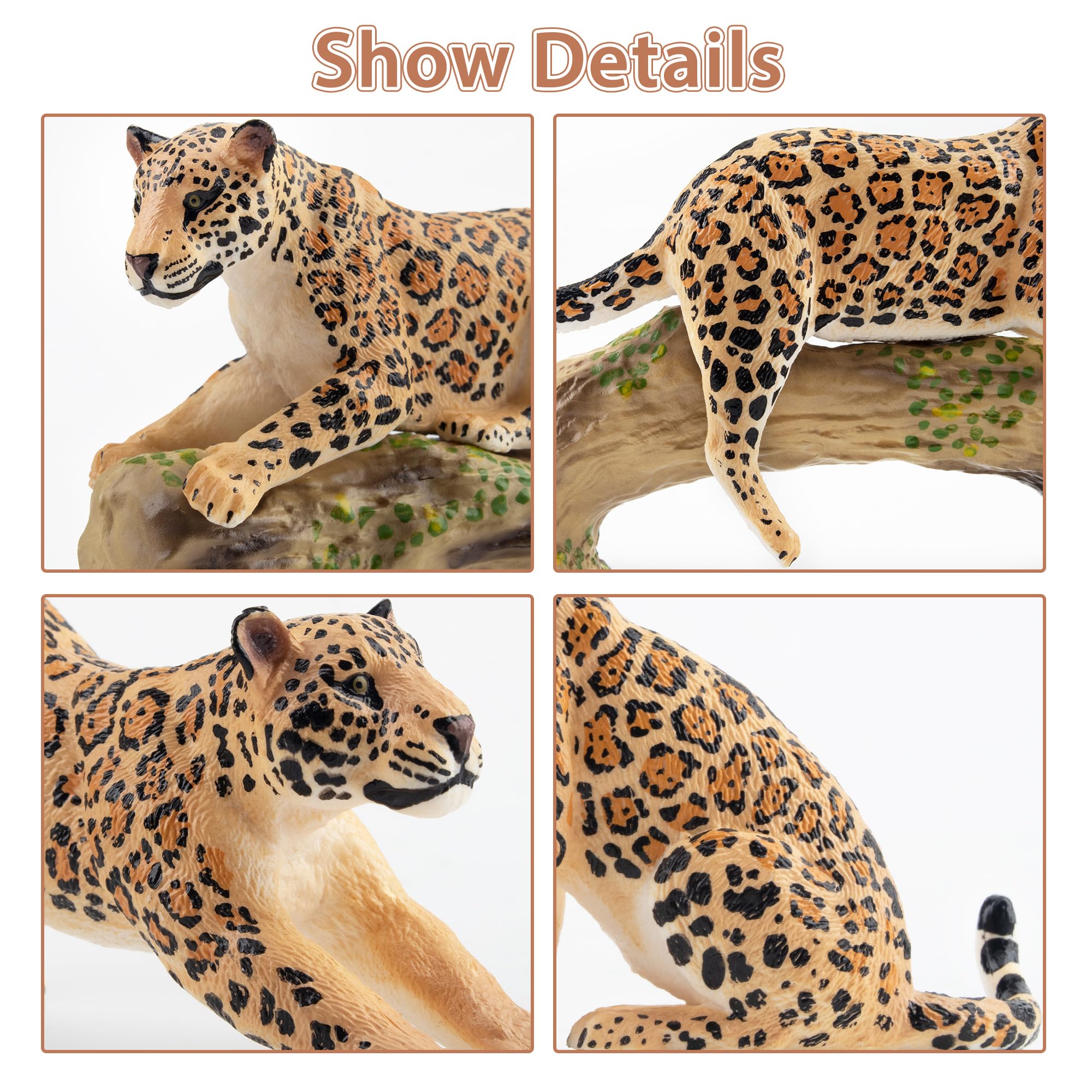 Toymany 7PCS Leopards Figurines – Realistic Jungle Family Playset & Cake Toppers