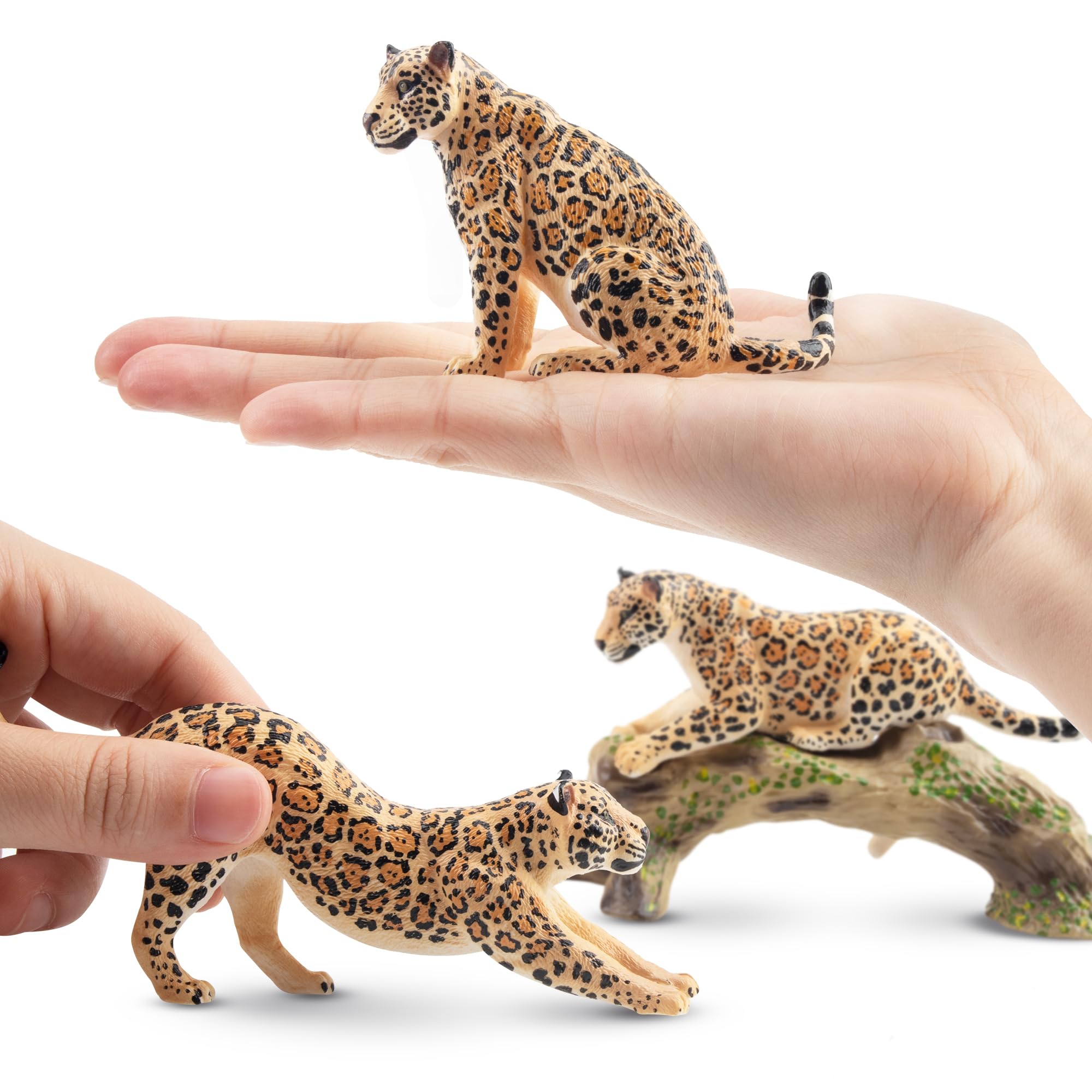 Toymany 7PCS Leopards Figurines – Realistic Jungle Family Playset & Cake Toppers