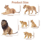 Toymany 6Pcs Realistic Lion Figurines – Lions Family Playset for Kids, Cake Toppers & Educational Toy