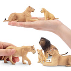 Toymany 6Pcs Realistic Lion Figurines – Lions Family Playset for Kids, Cake Toppers & Educational Toy