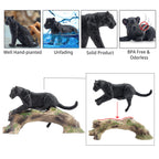 Toymany 7PCS Black Panthers Figurines – Panther Cub & Tree Trunk | Realistic Jungle Animals Playset & Cake Toppers
