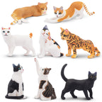 Toymany 8PCS Realistic Cat Figurines Set — Educational Cat Figures for Kids 3+ | Cake Toppers & Gifts