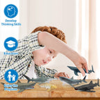 Toymany 6-Pack Realistic Shark Bath Toys – 5-6 Inch Figures, Cake Toppers & Gift for Kids