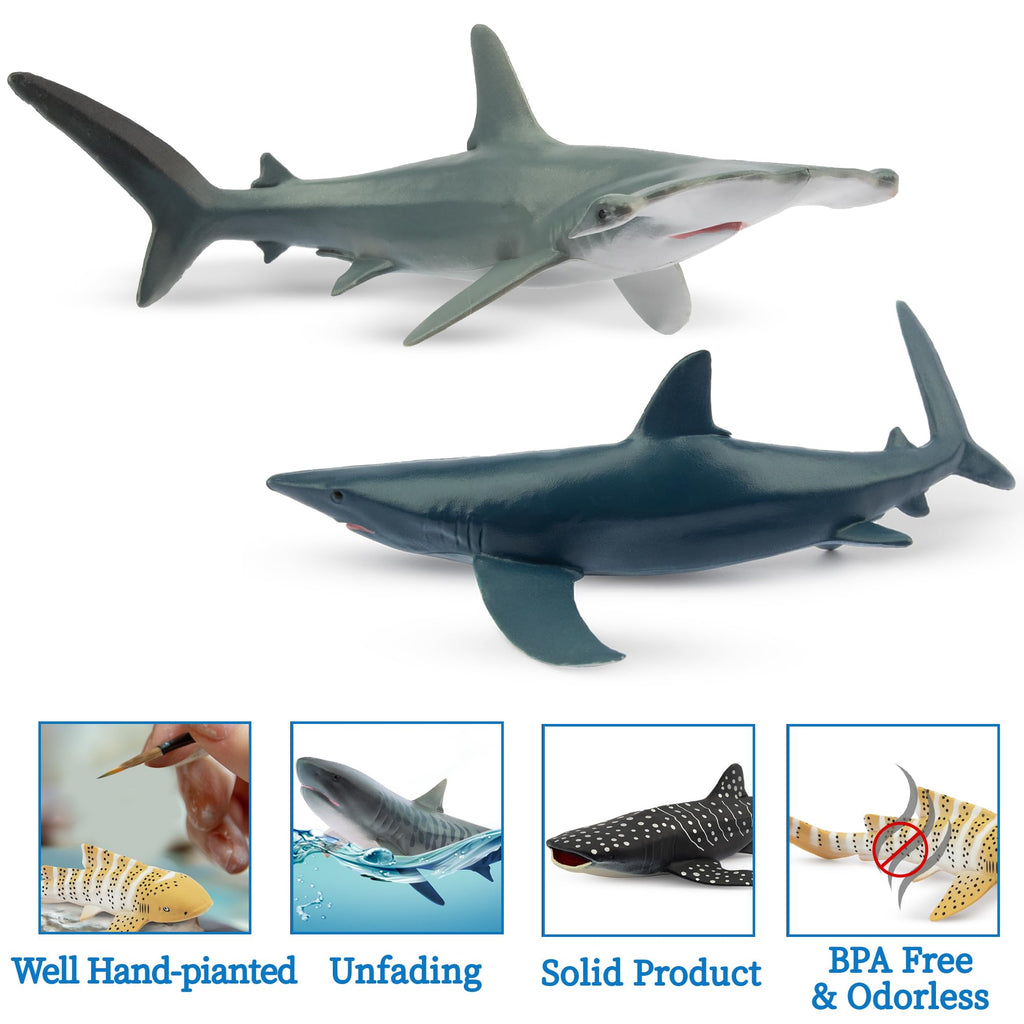 Toymany 6-Pack Realistic Shark Bath Toys – 5-6 Inch Figures, Cake Toppers & Gift for Kids