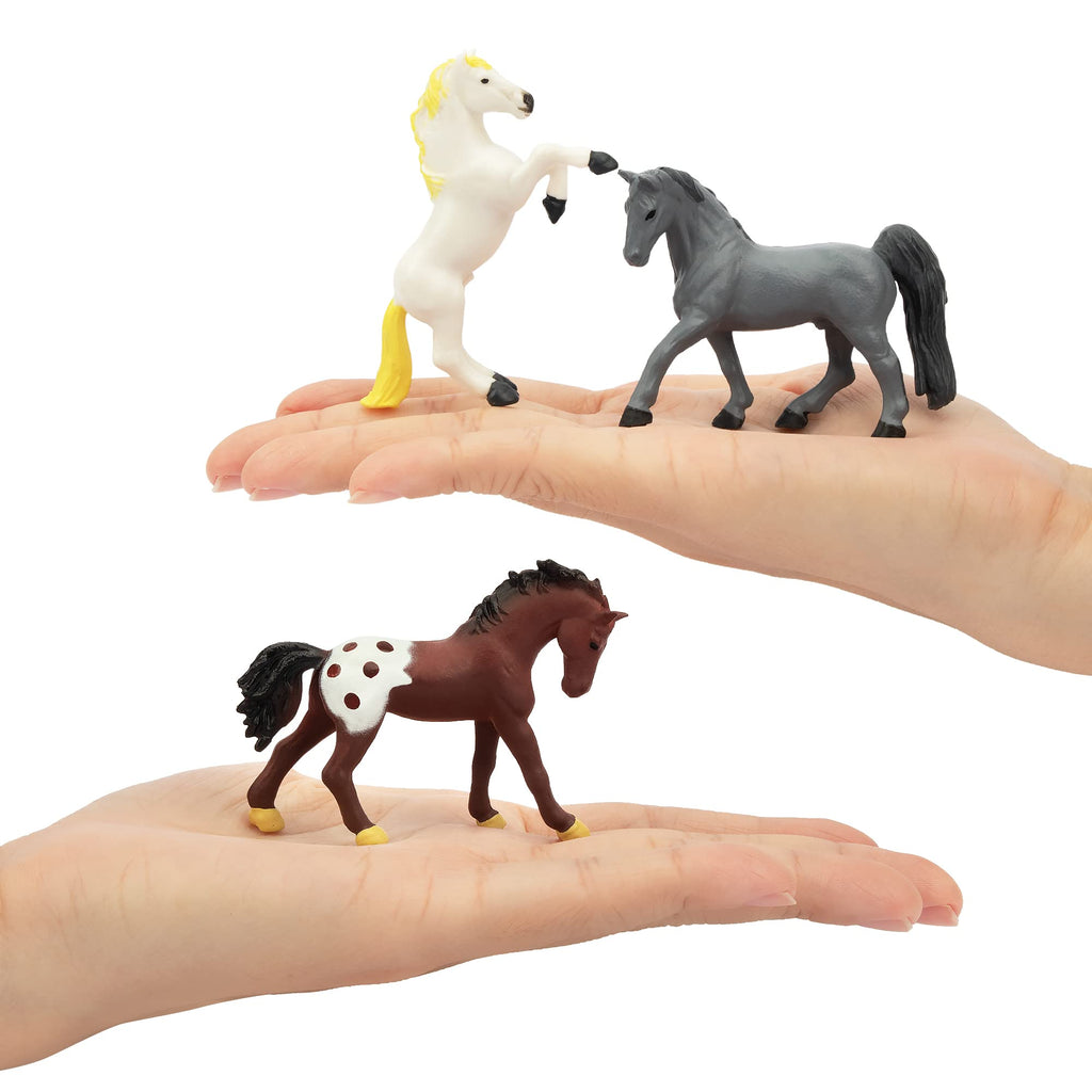 Toymany 12-Pack Tiny Horse Figurines (2-3 inches) - Pony Miniatures for Cake Toppers & Gifts