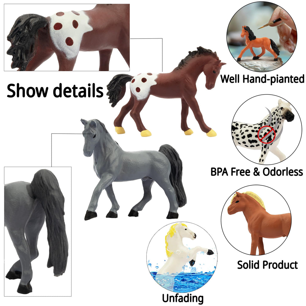Toymany 12-Pack Tiny Horse Figurines (2-3 inches) - Pony Miniatures for Cake Toppers & Gifts