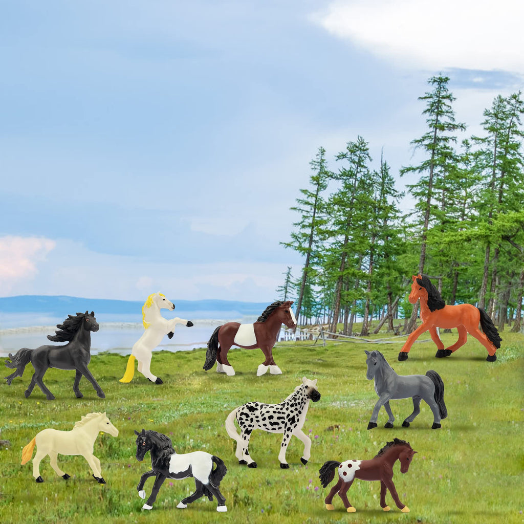 Toymany 12-Pack Tiny Horse Figurines (2-3 inches) - Pony Miniatures for Cake Toppers & Gifts