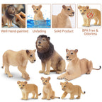 Toymany 6Pcs Realistic Lion Figurines – Lions Family Playset for Kids, Cake Toppers & Educational Toy