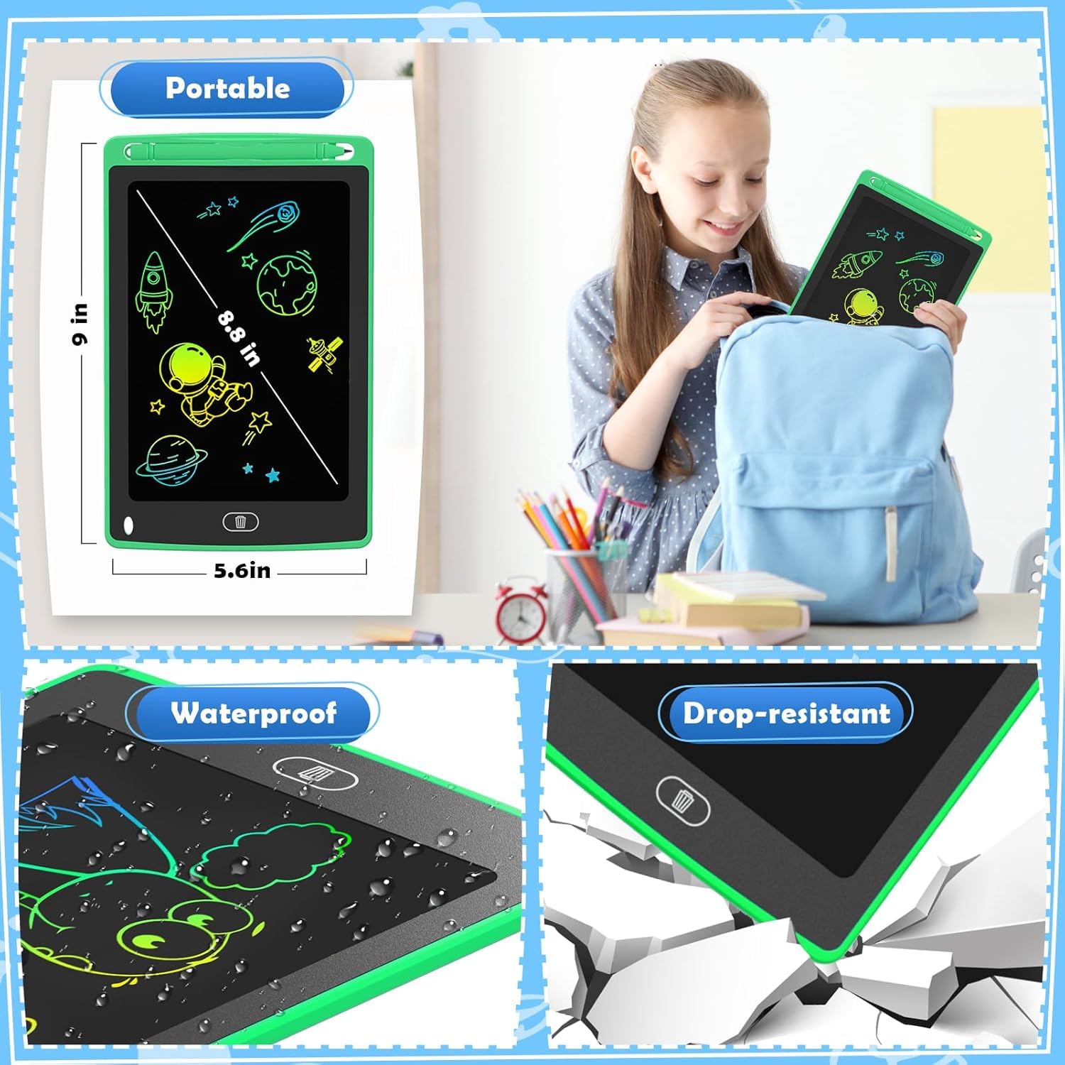 TQU Party Favor 12 Pack LCD Writing Tablet – 8.5-Inch Colorful Doodle Boards