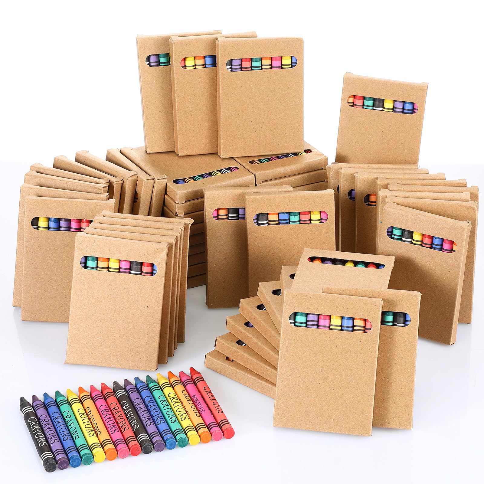 Trandraft 50-Set Crayons Bulk – 8-Color Mini Wrapped Wax for Classroom & Party Use