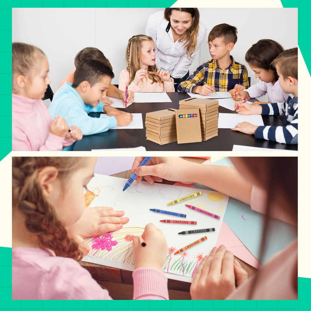Trandraft 50-Set Crayons Bulk – 8-Color Mini Wrapped Wax for Classroom & Party Use
