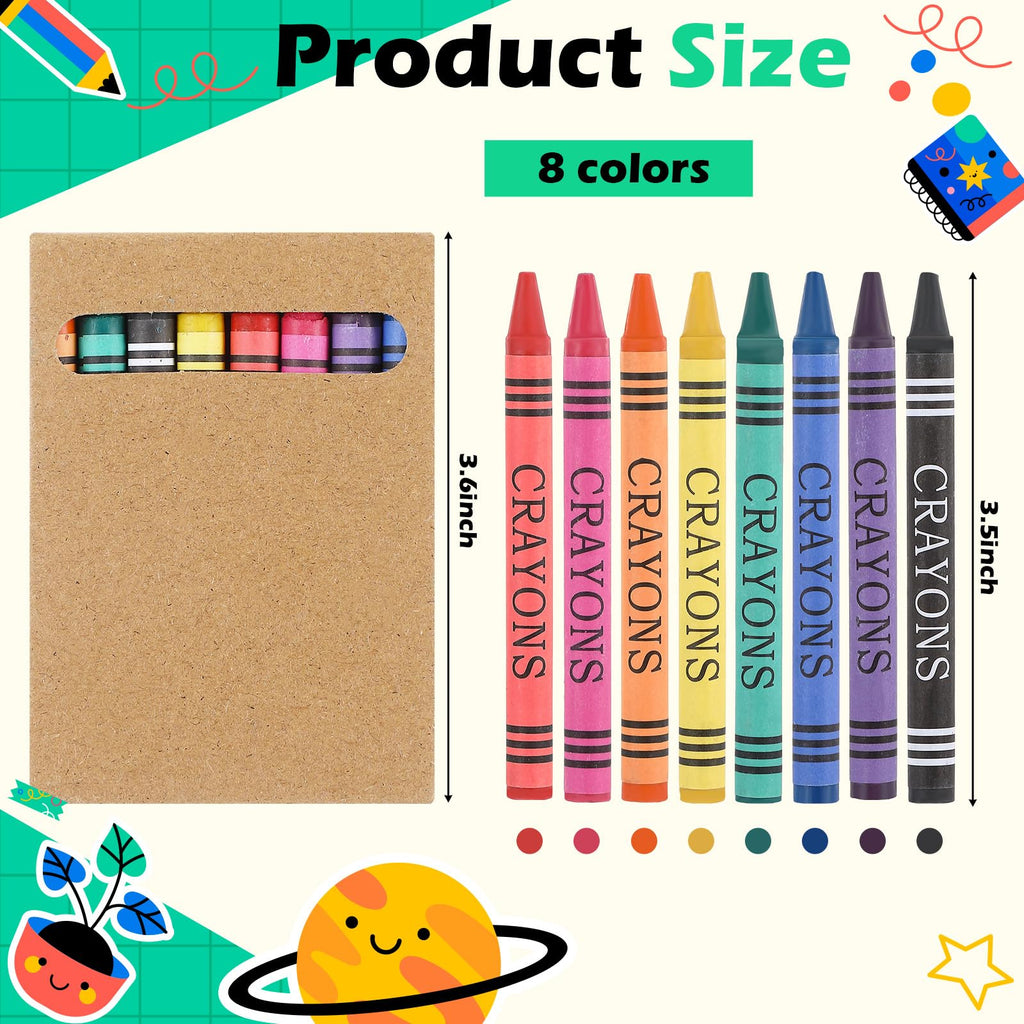 Trandraft 50-Set Crayons Bulk – 8-Color Mini Wrapped Wax for Classroom & Party Use