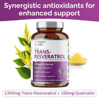 Purity Labs Trans-Resveratrol with Quercetin – Pure Organic Vegan Antioxidant (90 Caps)
