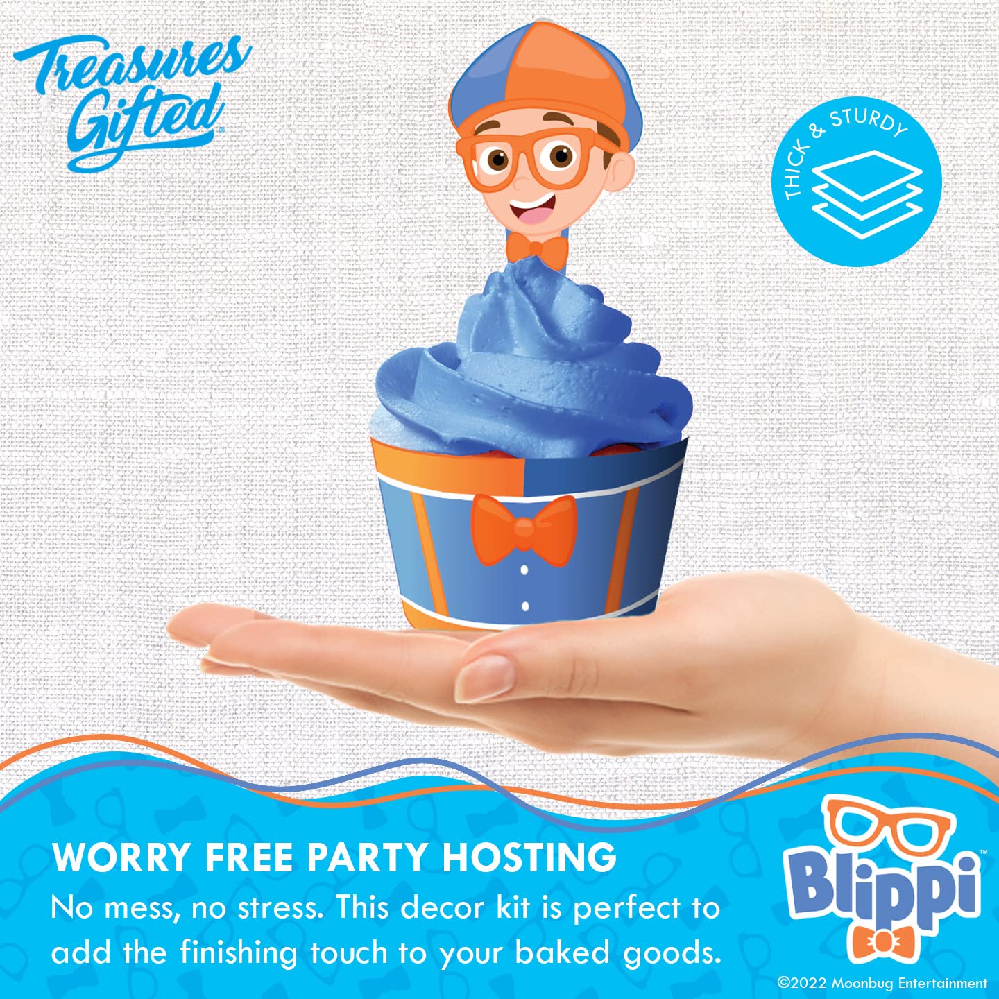 Treasures Gifted Officially Licensed Blippi Cupcake Toppers & Wrappers 24ct – Blippi Birthday Decorations
