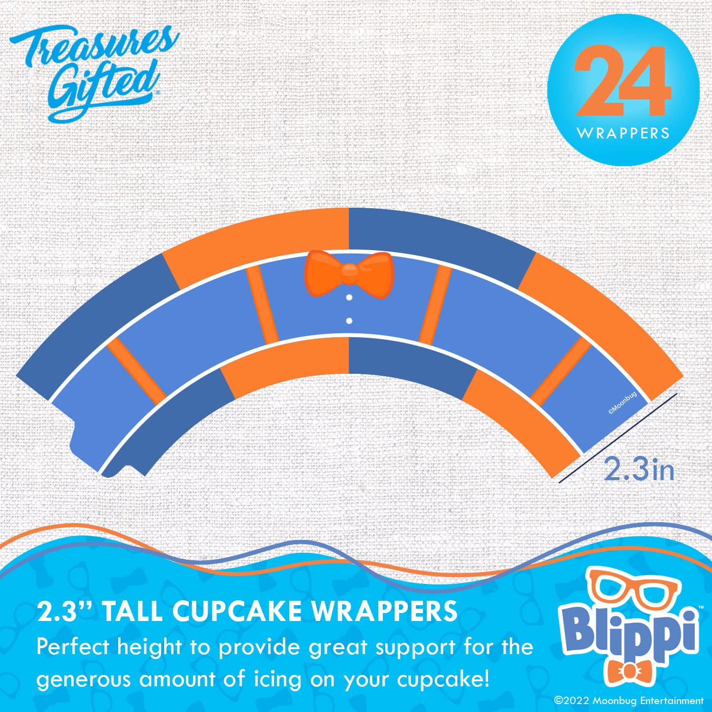 Treasures Gifted Officially Licensed Blippi Cupcake Toppers & Wrappers 24ct – Blippi Birthday Decorations