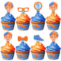 Treasures Gifted Officially Licensed Blippi Cupcake Toppers & Wrappers 24ct – Blippi Birthday Decorations