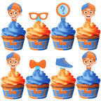 Treasures Gifted Officially Licensed Blippi Cupcake Toppers & Wrappers 24ct – Blippi Birthday Decorations