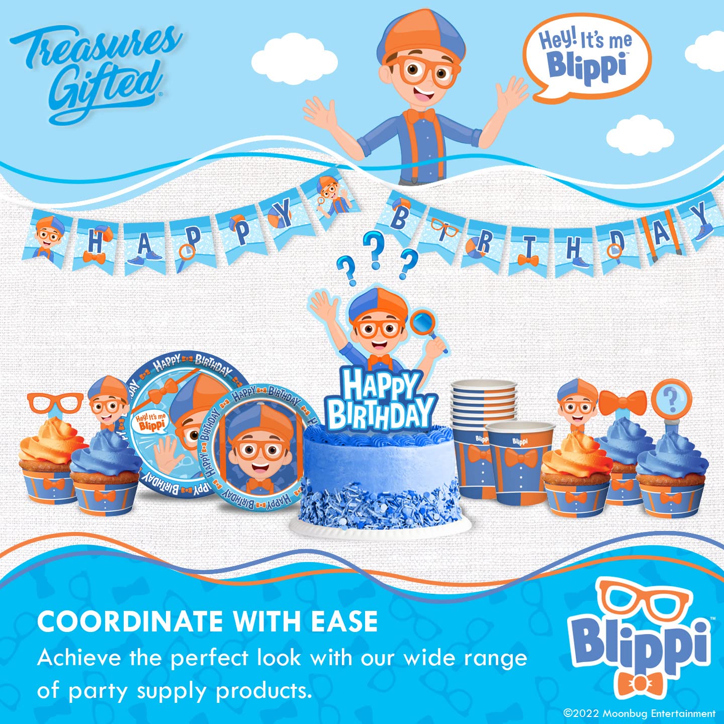 Treasures Gifted Officially Licensed Blippi Cupcake Toppers & Wrappers 24ct – Blippi Birthday Decorations