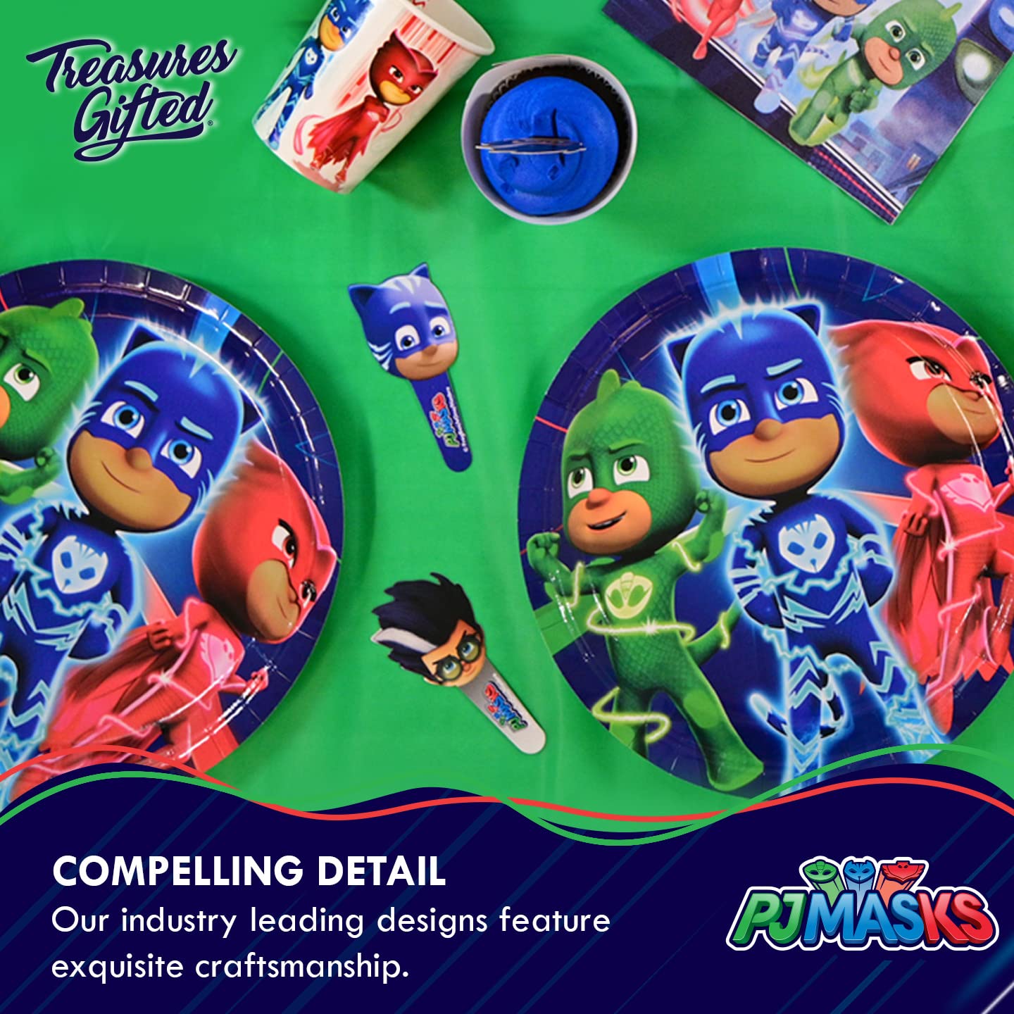 Treasures Gifted Official PJ Masks Tablecloths – Pack of 2, 54in x 108in, Plastic Party Decorations