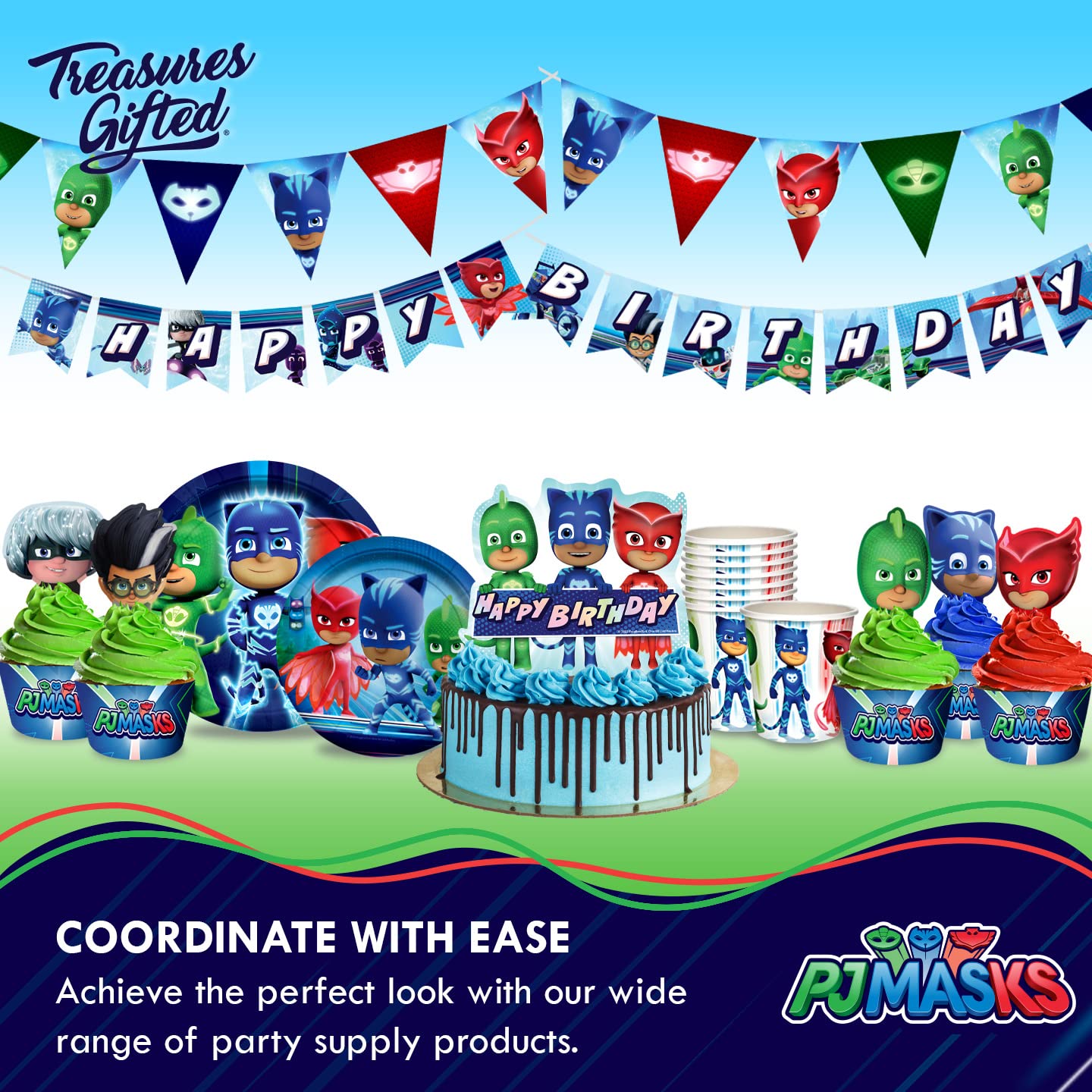 Treasures Gifted Official PJ Masks Tablecloths – Pack of 2, 54in x 108in, Plastic Party Decorations