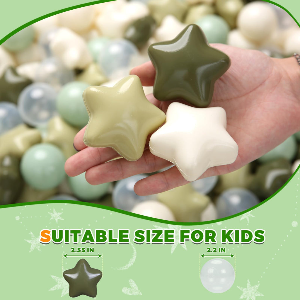 TRENDPLAY Star Ball Pit Balls 500 - Shapes for Toddlers, Party Decor & Playtime