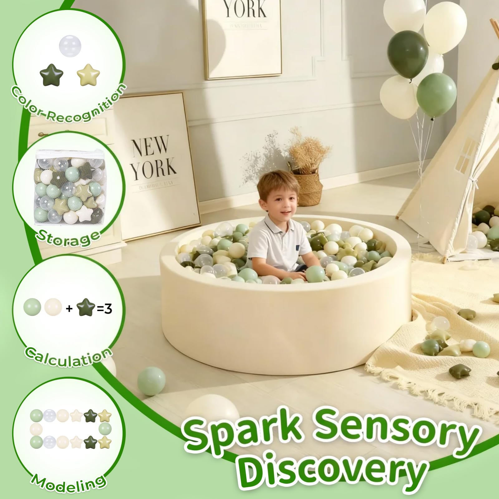 TRENDPLAY Star Ball Pit Balls 500 - Shapes for Toddlers, Party Decor & Playtime