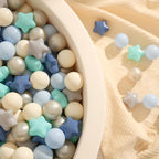 TRENDPLAY Star Ball Pit Balls 500 – Safe Blue & Cream Shapes for Toddlers | Party Decor & Creative Play