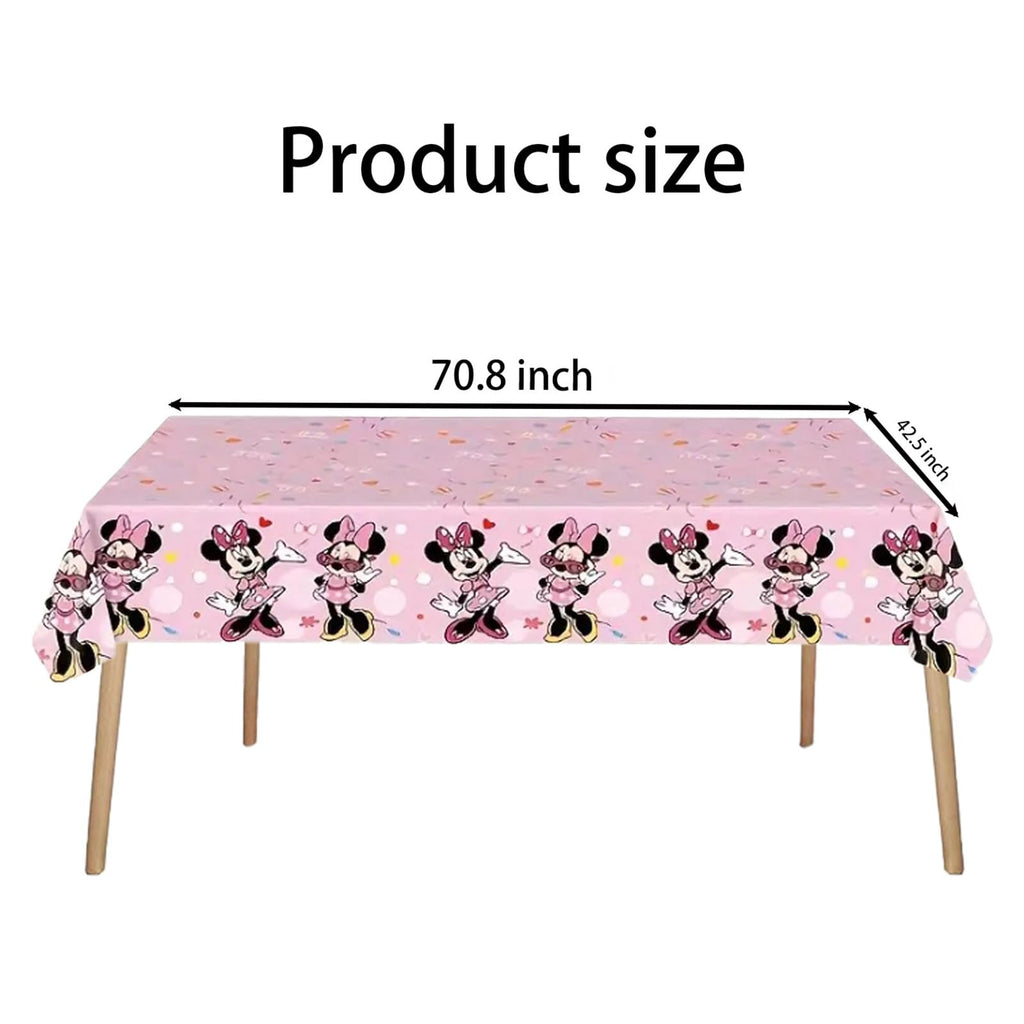 Trifoot 3-Piece Cute Cartoon Mouse Tablecloths – Pink Bow Party Plastic Covers
