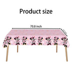 Trifoot 3-Piece Cute Cartoon Mouse Tablecloths – Pink Bow Party Plastic Covers