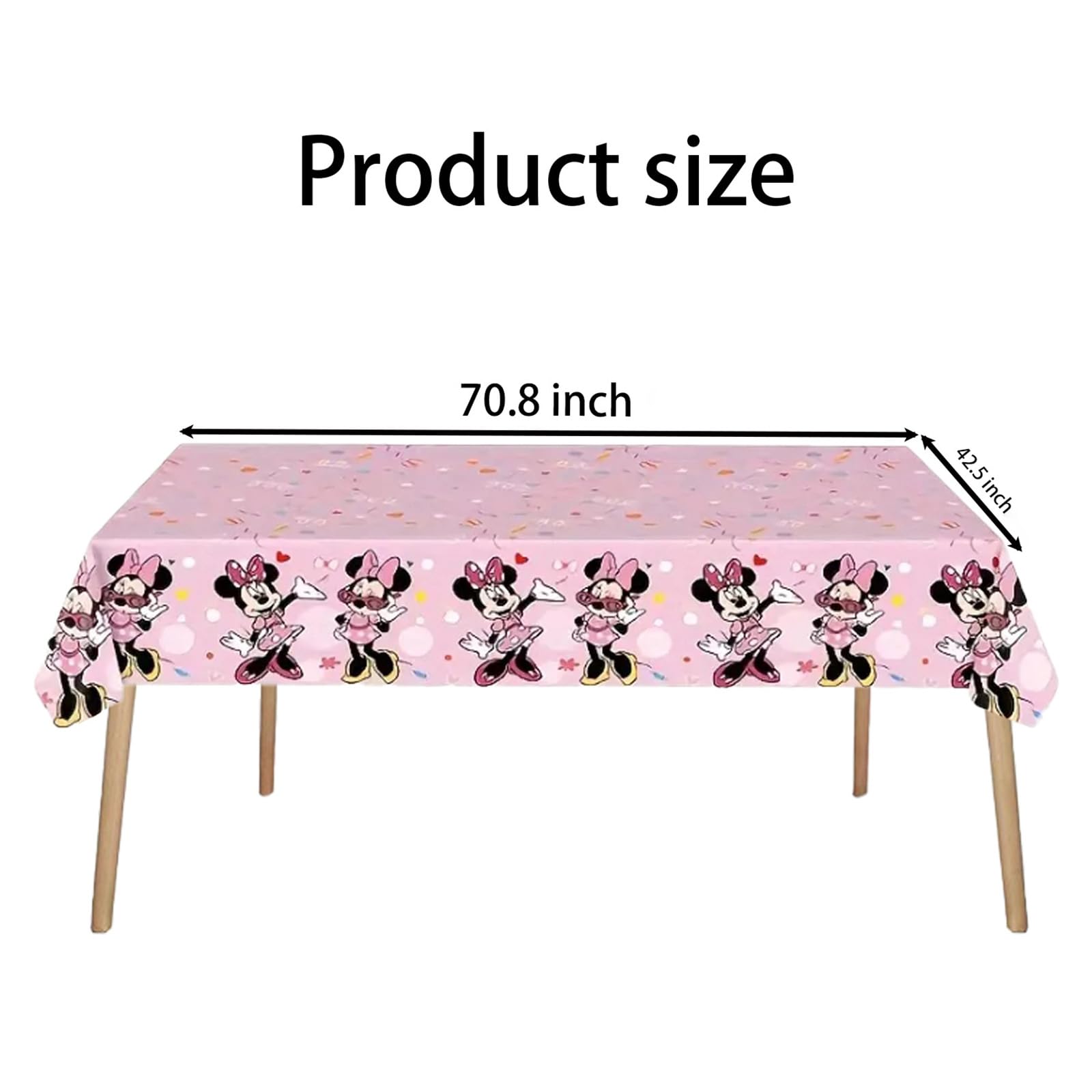 Trifoot 3-Piece Cute Cartoon Mouse Tablecloths – Pink Bow Party Plastic Covers