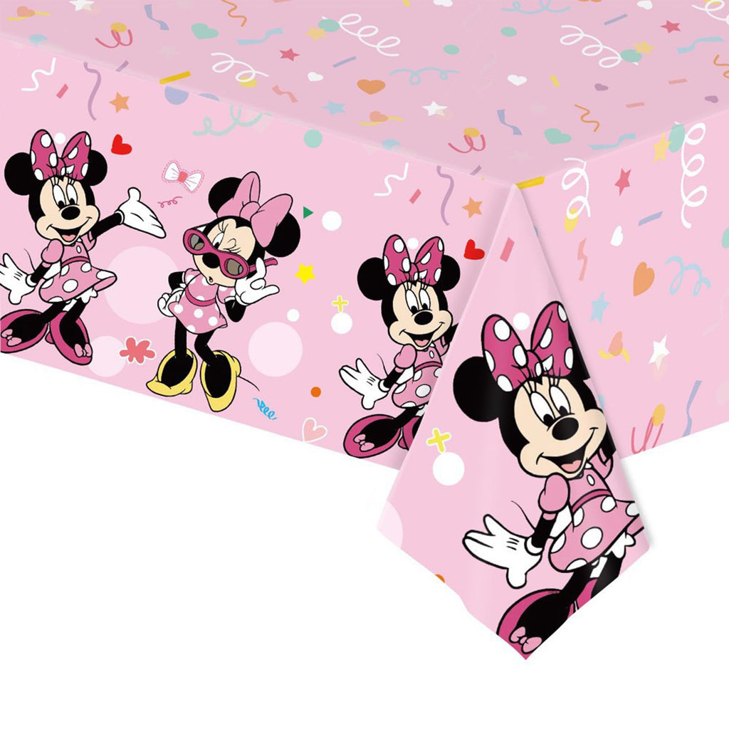 Trifoot 3-Piece Cute Cartoon Mouse Tablecloths – Pink Bow Party Plastic Covers