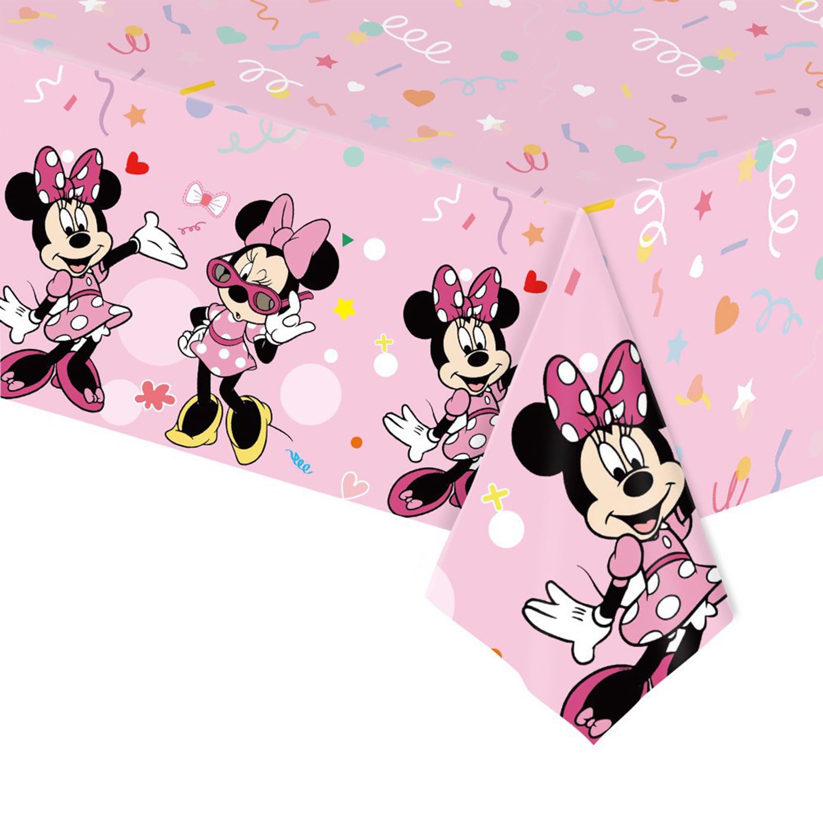 Trifoot 3-Piece Cute Cartoon Mouse Tablecloths – Pink Bow Party Plastic Covers