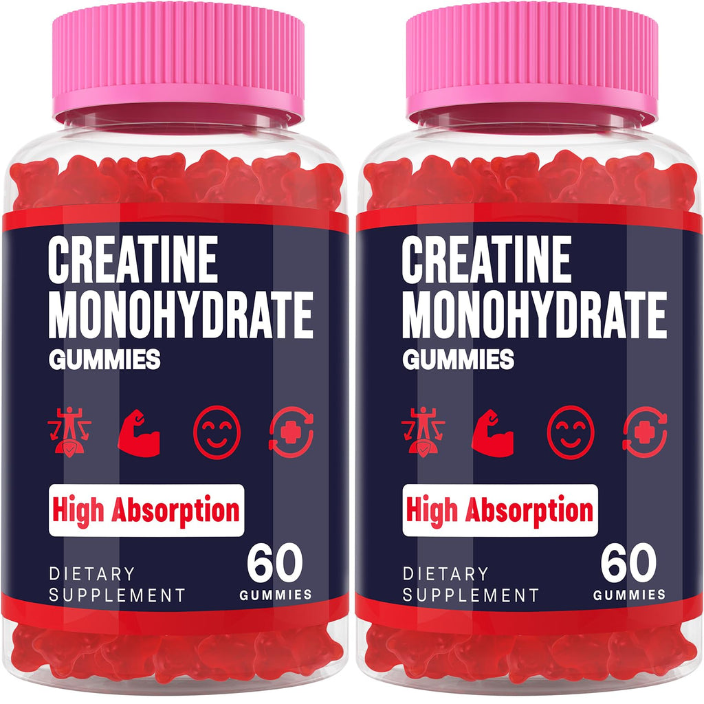 Trupretty Creatine Monohydrate Gummies – Vegan Organic, Taurine & B6, 2 Bottles