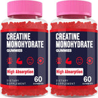 Trupretty Creatine Monohydrate Gummies – Vegan Organic, Taurine & B6, 2 Bottles