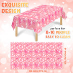 Tudomro 3 Pack 2000s Tablecloth – 54 x 108 in Pink Heart Disposable Table Cover for Y2K Party