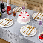 Tudomro 3 Pcs Happy Birthday Tablecloths – 54 x 108 in Silver Plastic Covers