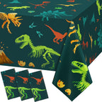 Tudomro 3-Piece Dinosaur Tablecloths – Large 54 x 108 in Disposable Birthday Table Cover