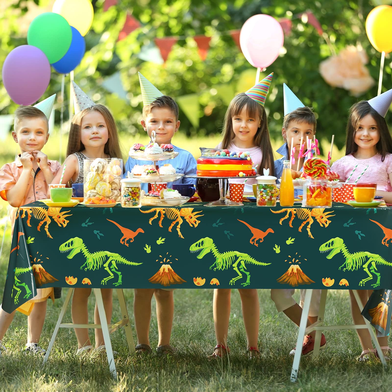 Tudomro 3-Piece Dinosaur Tablecloths – Large 54 x 108 in Disposable Birthday Table Cover