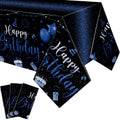 Tudomro 3-Piece Happy Birthday Tablecloths – Black & Blue, 108 x 54 in