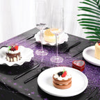 Tudomro 3 Pcs Happy Birthday Tablecloths — Black & Purple, 54 x 108 in, Disposable Party Covers